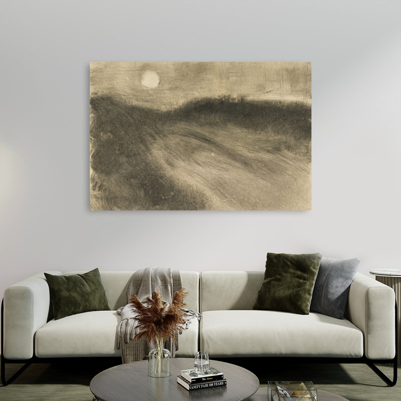 Lever de lune, vers 1880, impression d'art contemporain représentant un paysage naturel., H 40 po x l 60 po