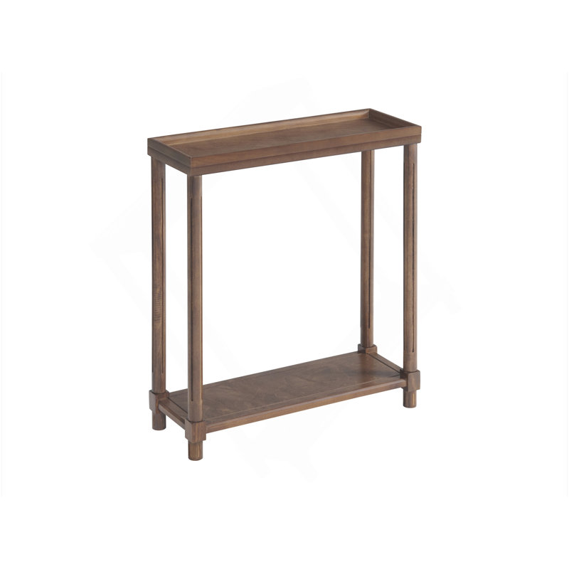 Tables de bout étroites avec tablette, châtaignier antique, Châtaigne