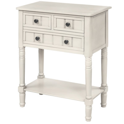 Narrow Console Table, Slim Sofa Table with Three Storage Drawers and Bottom Shelf