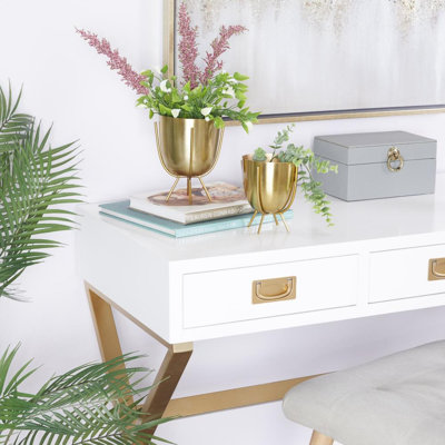 Ensemble de 2 pots de fleurs pour l'intérieur et l'extérieur avec support amovible