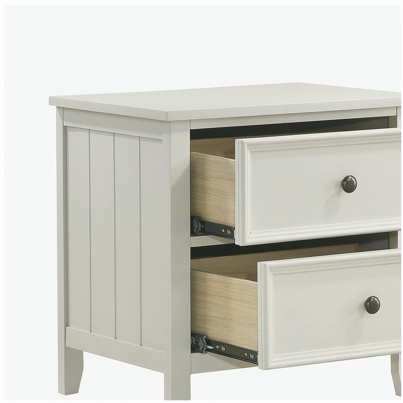 Table de chevet 2 tiroirs Etgo, 24 pouces, placage en mélamine blanche