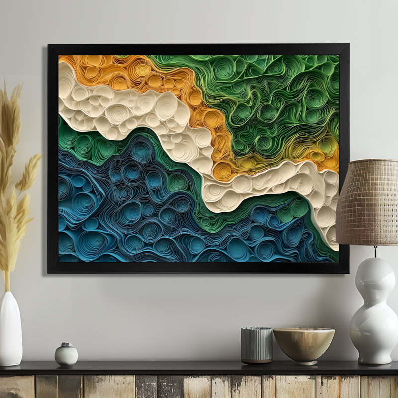 Biomorphism Eath Ephemeral Pathway - Art mural abstrait, H 30 po x l 40 po, Noir, Floater Framed