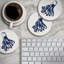 Ensemble de 4 sous-verres ronds en pierre Thirstystone Indigo Octopus