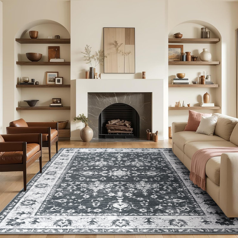Groner Large Tranditional Rugs Living Room Rug Washable Bedroom Rug Non-Slip Colorful Vintage Accent Floor Carpet For Home Decor