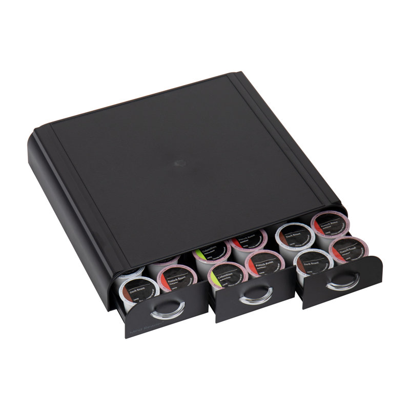 Black Wood Veneer Coffee Pod Drawer for 36 Capsules