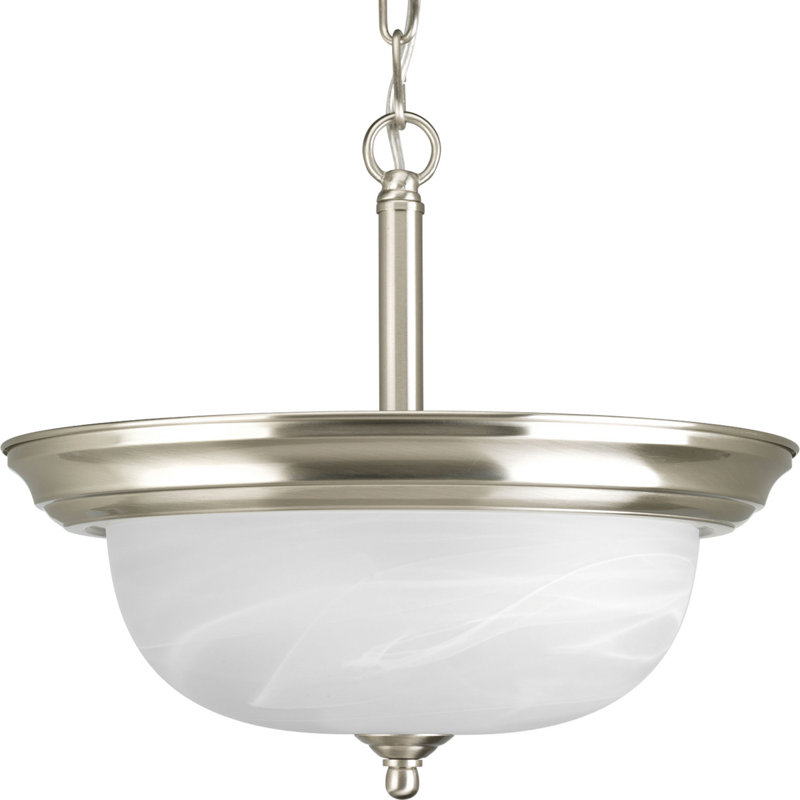 Plafonnier semi-encastré 2 lumières 13,25 po Constantia, Nickel brossé, (2) ampoules incandescentes à culot moyen de 100 