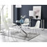 Lenworth Chrome and Glass Rectangular Dining Table Set with 4 Luxury Faux Leather Chairs