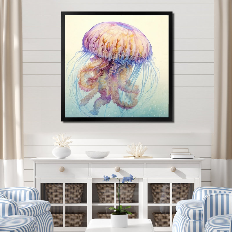«Underwater Enchantment Jellyfish» sur impression sur toile, Cadre simple noir, H 36 po x l 36 po x P 1,5 po