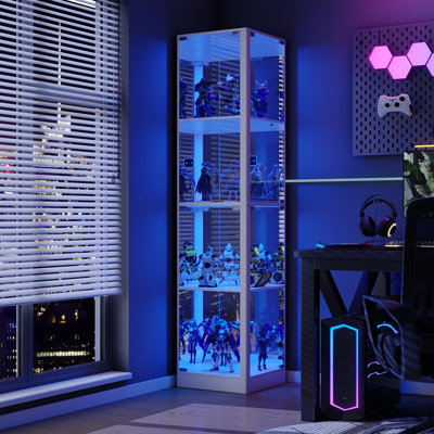 69"H 4-Tier Corner Display Cabinet with Light