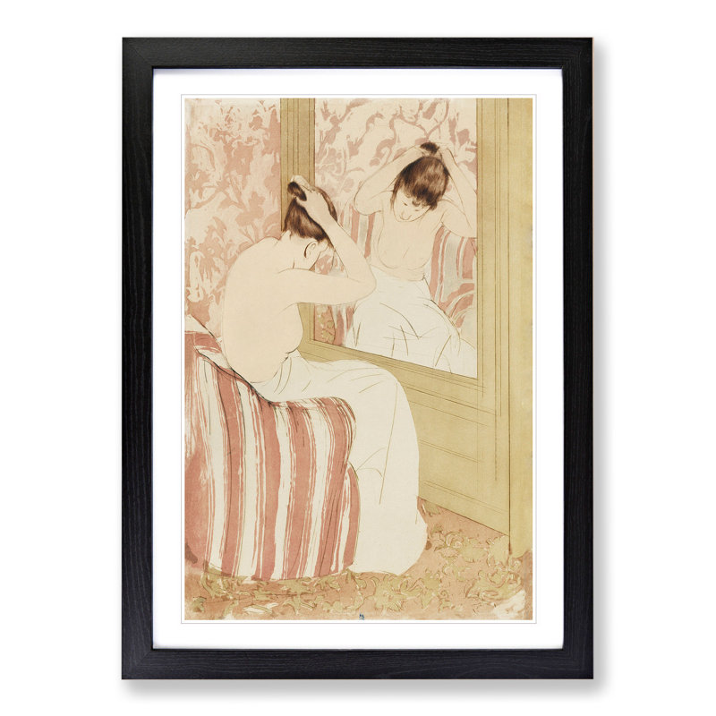 The Coiffure by Mary Cassatt - Picture Frame Graphic Art, 36cm H x 27cm W x 2cm D, Black Framed
