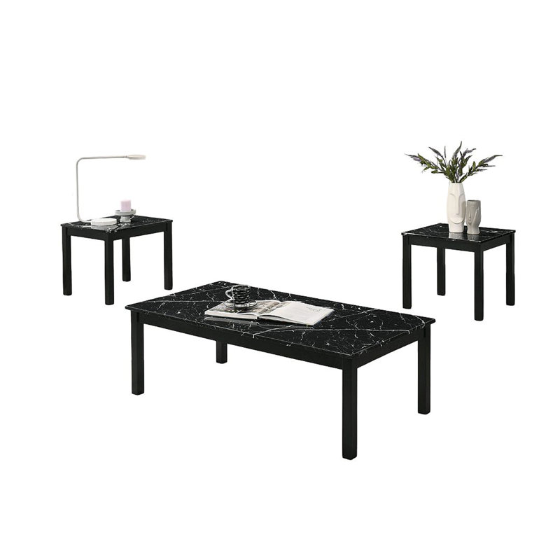Ensemble de tables 3 pièces de style contemporain 1 table basse 2 tables de bout 2 pièces