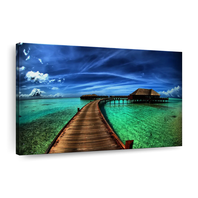Impression sur toile Maldives Bungalow Dock, L 26 po x H 39 po