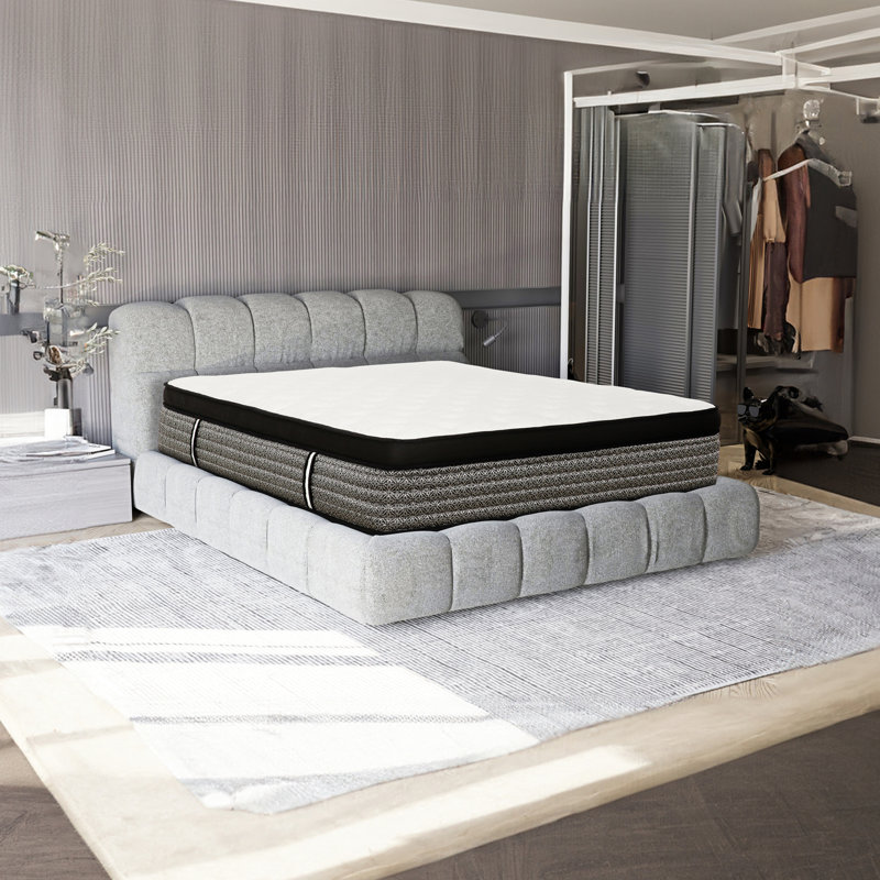 Matelas double de 16 po, mousse viscoélastique imprégnée de gel, ressorts ensachés, fonction de refroidissement, faible transfert de mouvement, style moderne, matelas pour chambre à coucher avec plateau, ressorts, technologie, mouvement, design, sommeil