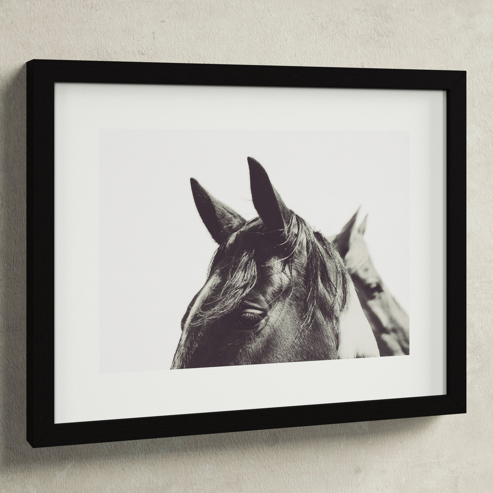 Horse Ears Macro Photo Print, Brown Framed Paper, 15" H x 19" W x 1.5" D