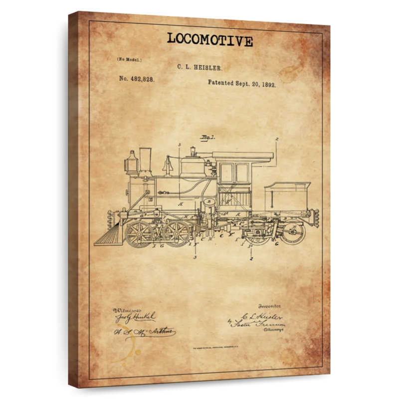 Locomotive Patent, 39" H x 26" W