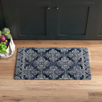 Alcott Hill Luka Anti-Fatigue Comfort Quatrefoil Kitchen Mat, Blue