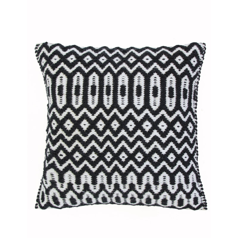 Alfresco Indoor / Outdoor Geometric Bolster Cushion, Black