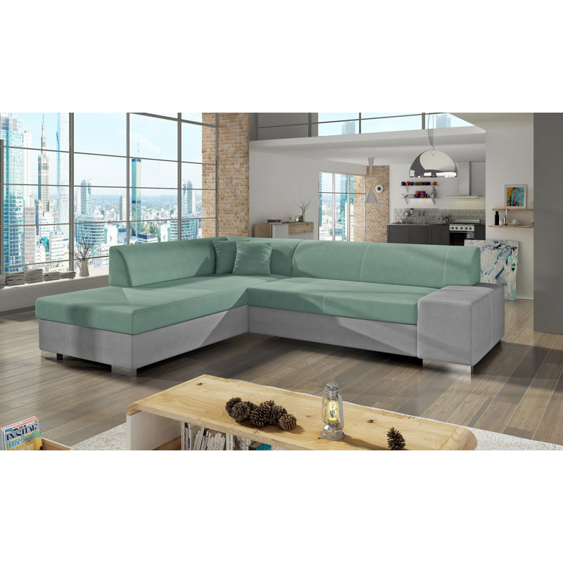 Cienna 4 Seater Sofa Bed, Left Hand Facing, Green/Grey