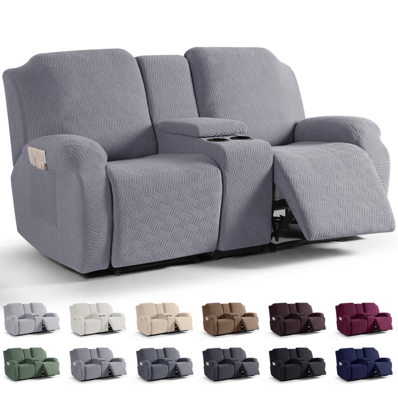 Housse pour causeuse inclinable avec console centrale Wald Adamstown, Mélange de polyester gris clair