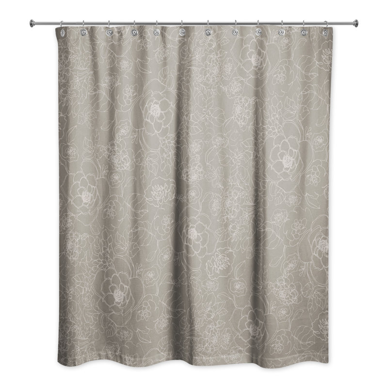 Dannesha Floral Shower Curtain, Brown