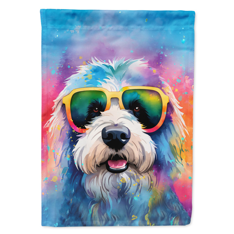 Drapeau de jardin Hippie Dawg, Berger anglais marine
