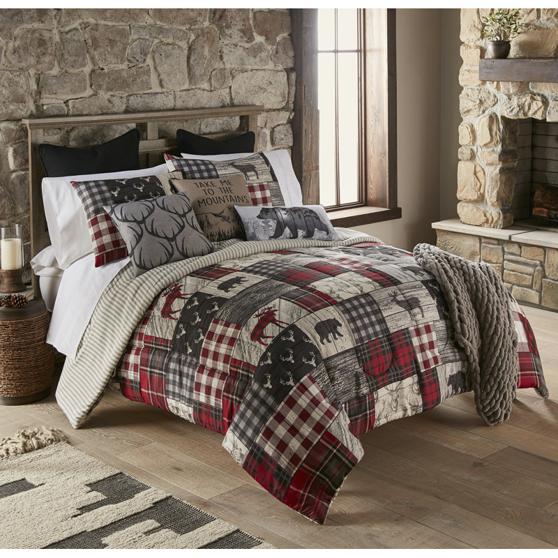 Timber Channel Striped Comforter Set, Queen Quilt + 2 Standard Pillowcases