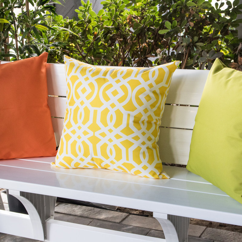 Geometric Outdoor Throw Pillow, Yellow, 18" x 18"