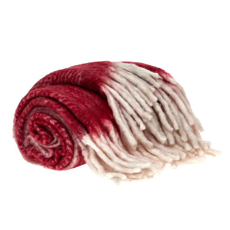 Jeté réversible en acrylique tissé rouge