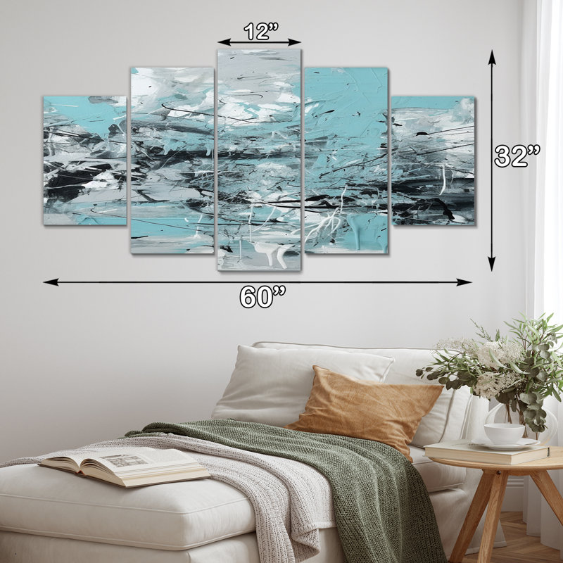"Seren Subtility In Abstract Light Blue III" 5 pièces