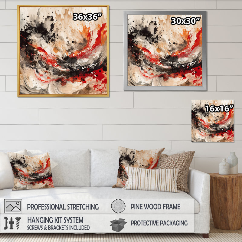 " Red Black Chromatic Agate II ", 30" H x 30" W x 1" D, Wrapped Canvas