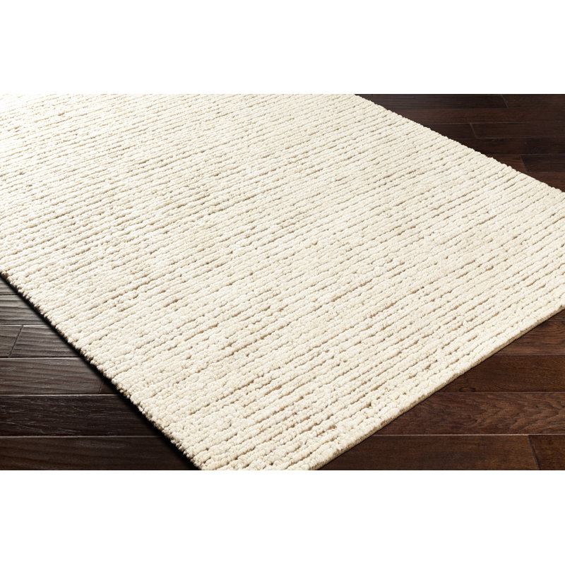 Gillian Striped Handmade Area Rug in Cream/Camel, Rectangle 10' x 14'
