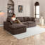 Canapé d'angle Cloud 111" pour salon, canapé en L sans structure avec pouf, canapé d'angle modulaire 3 places, brun