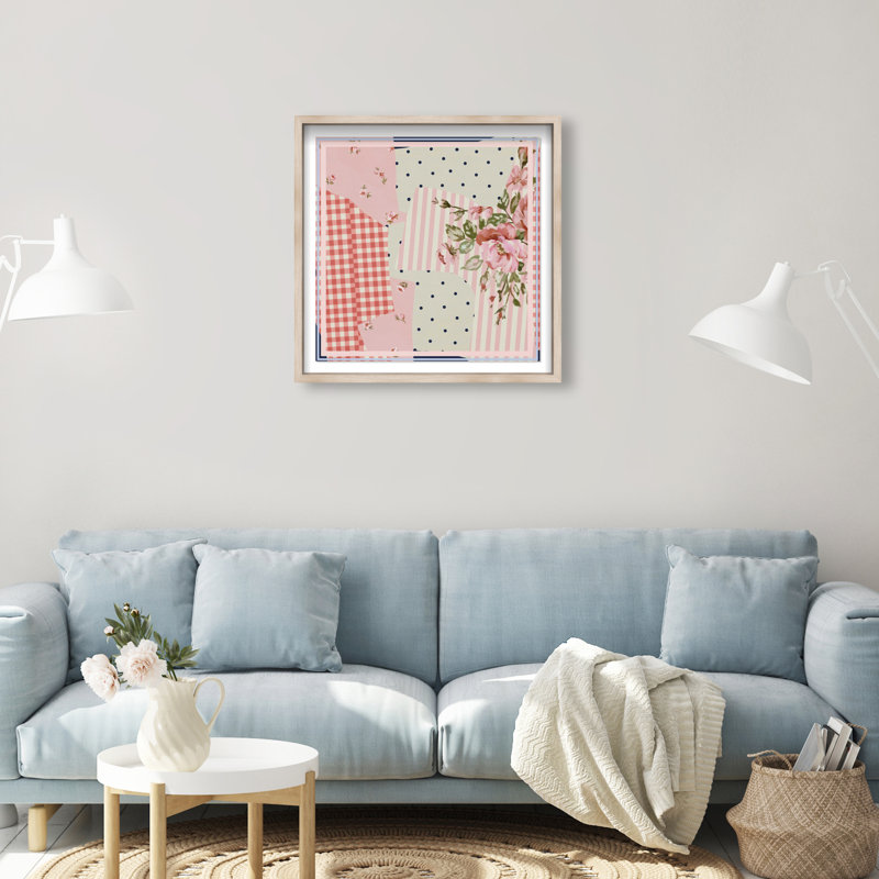 Patchwork Glam Print by Oliver Gal, 25.5"H x 25.5"W, Natural Oak Shadowbox