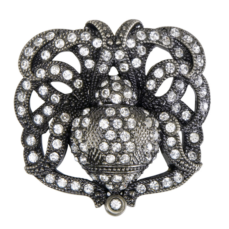 CHARLOTTE KNOB DECORATED WITH CLEAR SWAROVSKI CRYSTALS IN ANTIQUE NICKEL PLATE