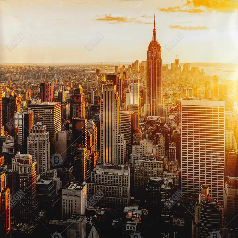 Toile au coucher du soleil à New York, décor de chambre hyperréaliste, H 8 po x l 8 po