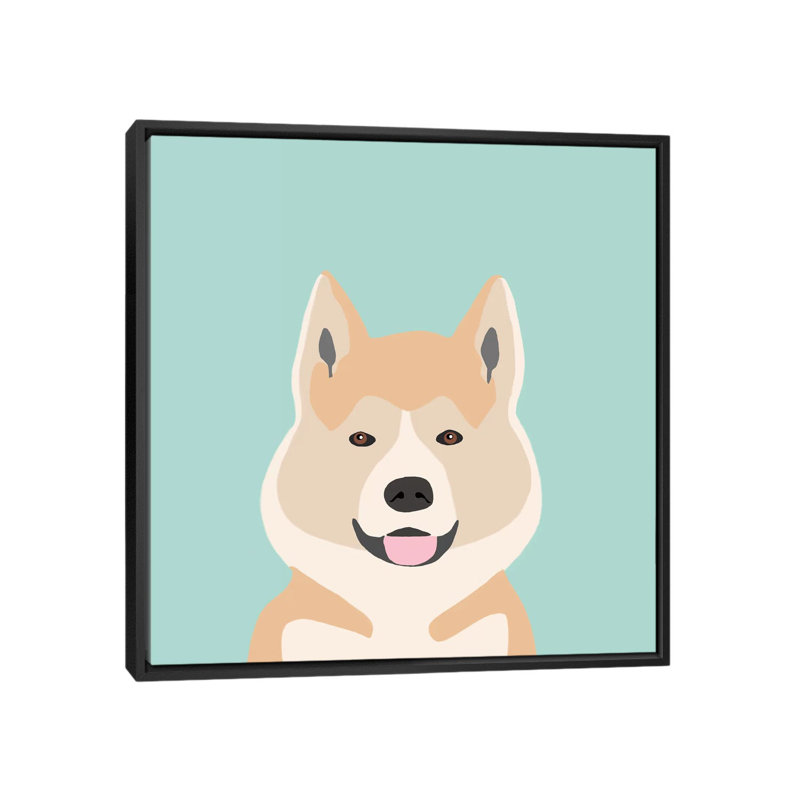 Akita, impression sur toile tendue, H 18 po x l 18 po x P 1,5 po, Toile avec cadre noir, Pas de tapis