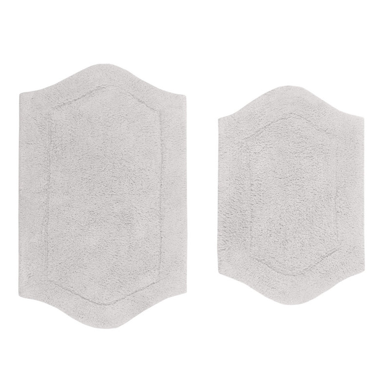 Morissette 2 Pcs Bath Rug Set (17"x24", 21"x34"), Light Gray