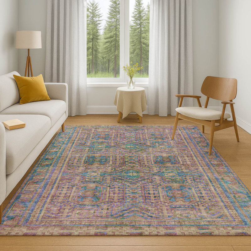 Premium Machine Washable Ashlynn Border Rug, Rectangle 10' x 14'