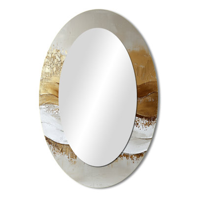 Gold Sahara Desert Abstract Landscape I - Modern Oval Wall Mirror