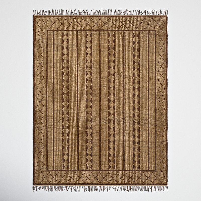 Salvo Moroccan Handmade Flatweave Area Rug in Tan/Dark Brown/Charcoal, Rectangle 2' x 3'