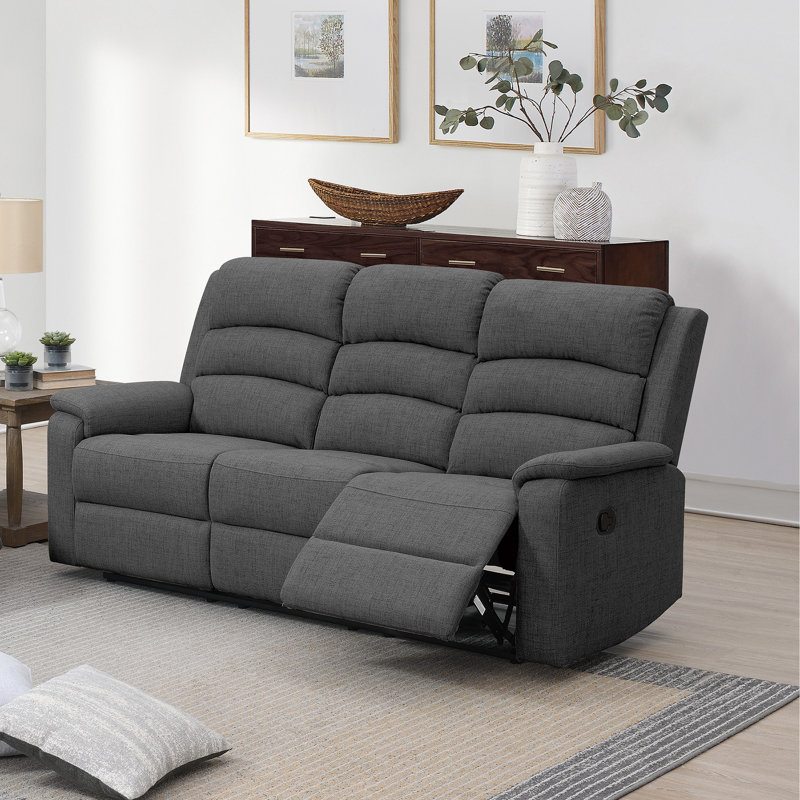 Canapé rembourré 74 po Samulicci, Tissu toile de jute gris foncé