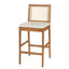 Tabourets de bar en bois d'acacia durable avec dossiers tissés et coussins moelleux pour les patios-1590011763