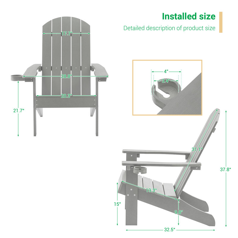 Berni Outdoor Adirondack Chair, Light Gray