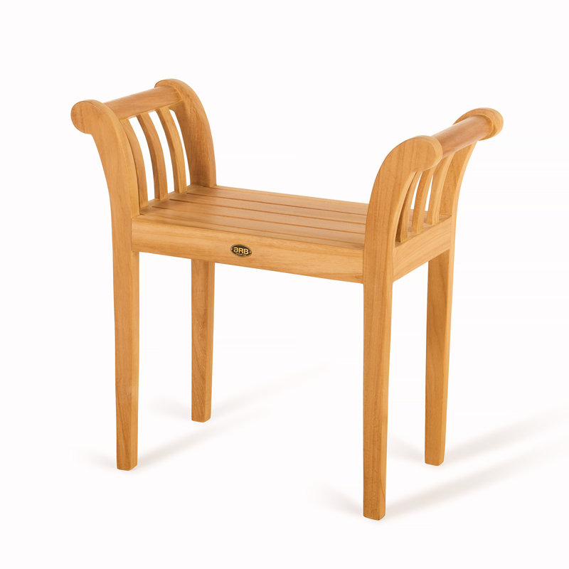 Teak Backless Spa Bench-Stool with Handles