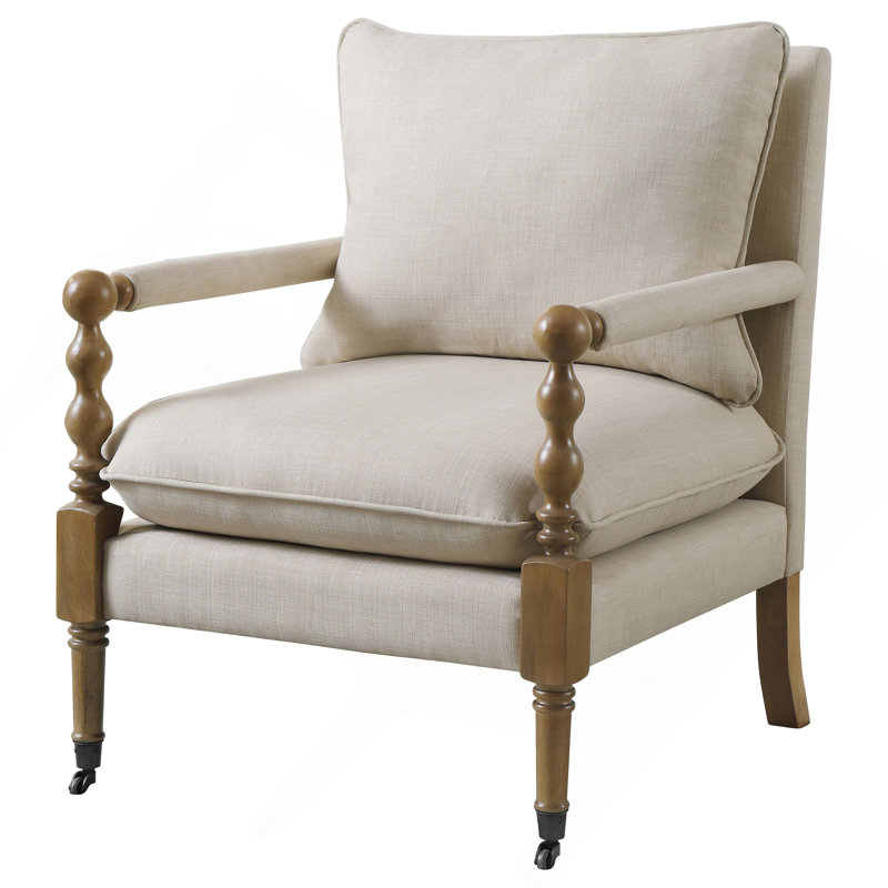 Chaise d'appoint en bois beige avec pieds tournés