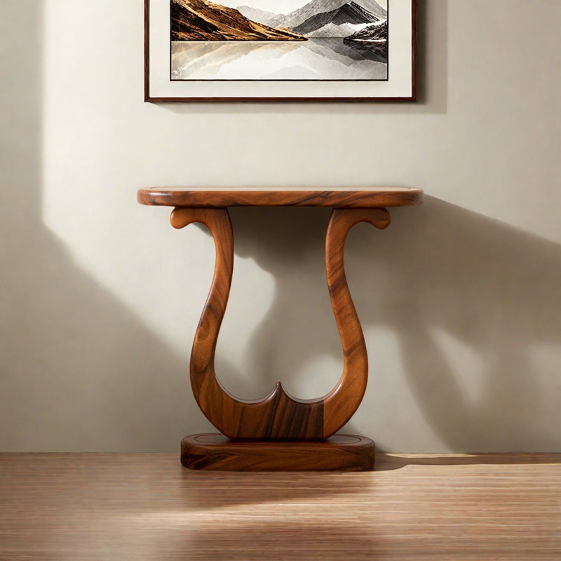 Console en bois massif noyer moderne, H 31,5 po x l 31,5 po x P 9,84 po, Brun