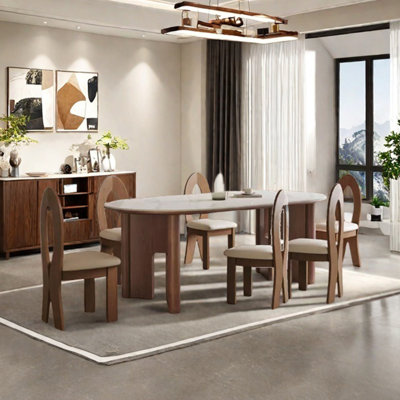 Sintered stone ash dining table set