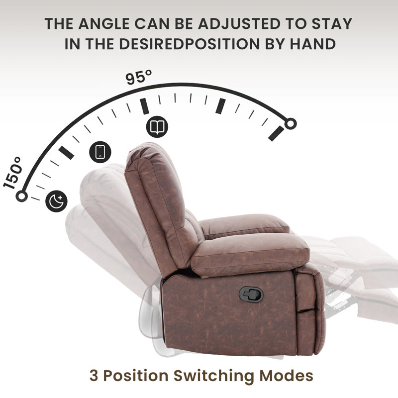 Batholo 43.3" Wide Manual Glider Upholstered Recliner, Mocha