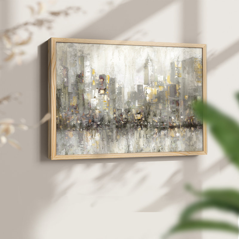 Cityscape Abstract -Framed Print - Restickable, Natural, 11" H x 14" W