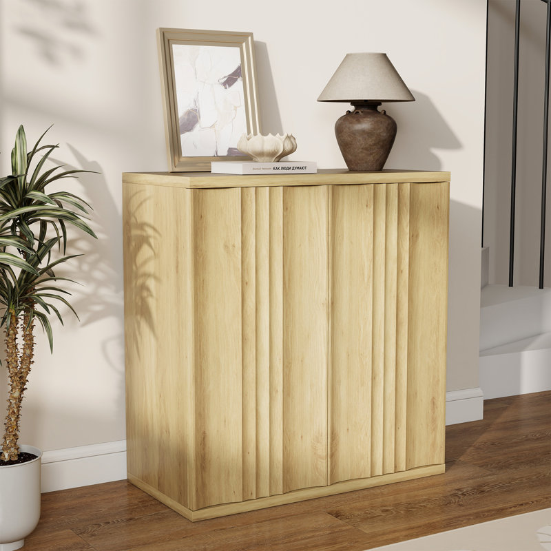 Armoire d'appoint 31,5 "avec tablettes réglables, Bois jaune clair